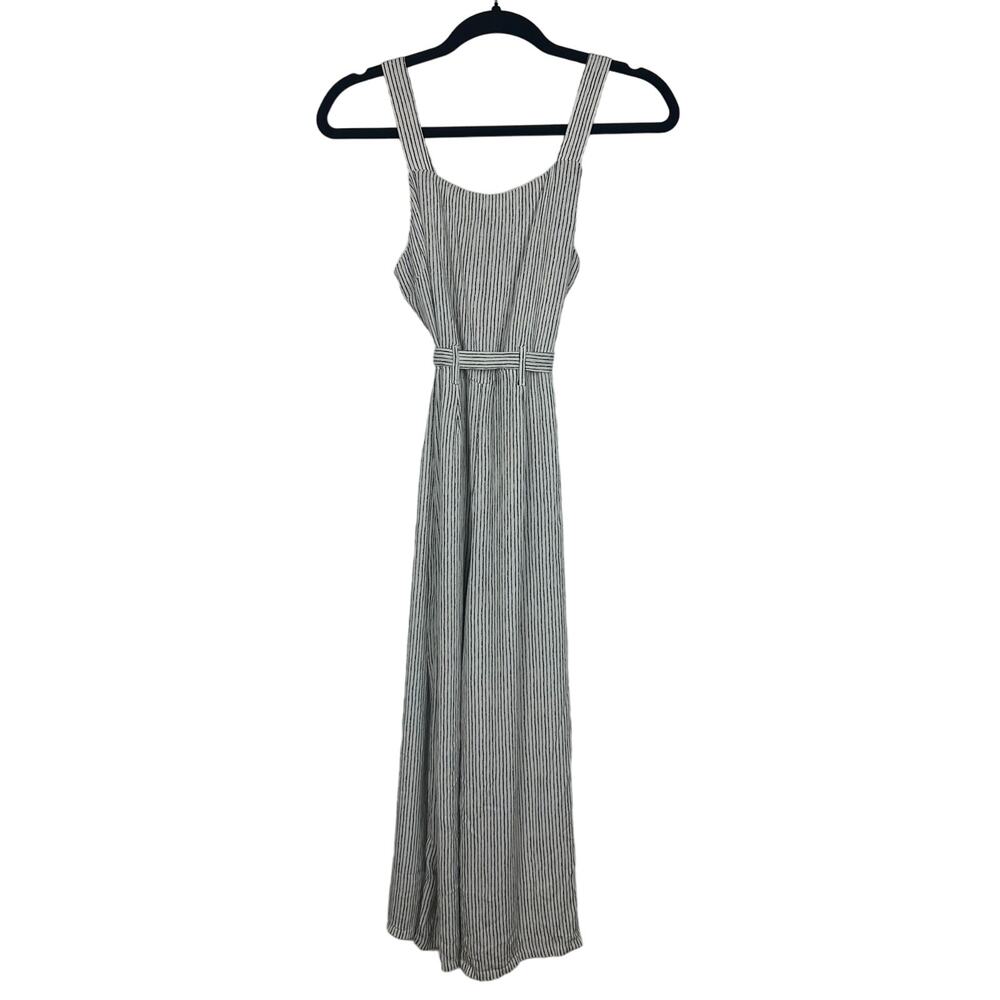 Striped Sleeveless Jumpsuit - Black & White